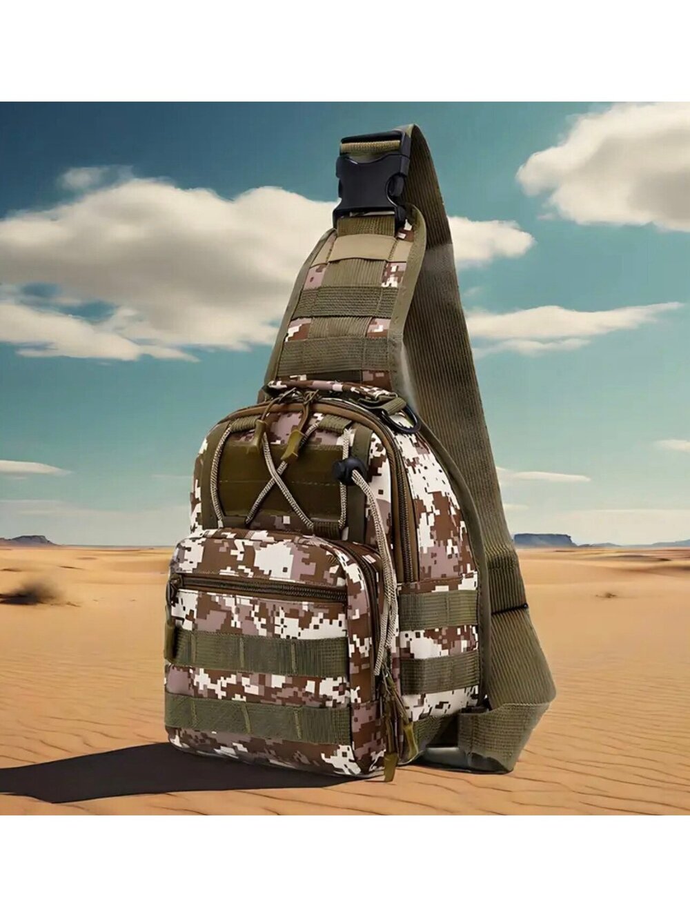 New -SportyTactical Multifunctional Sling /Chest/Crossbody/Backpack Bag -Desert